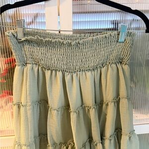 Smocked Waist Tiered Skort in Sage Green